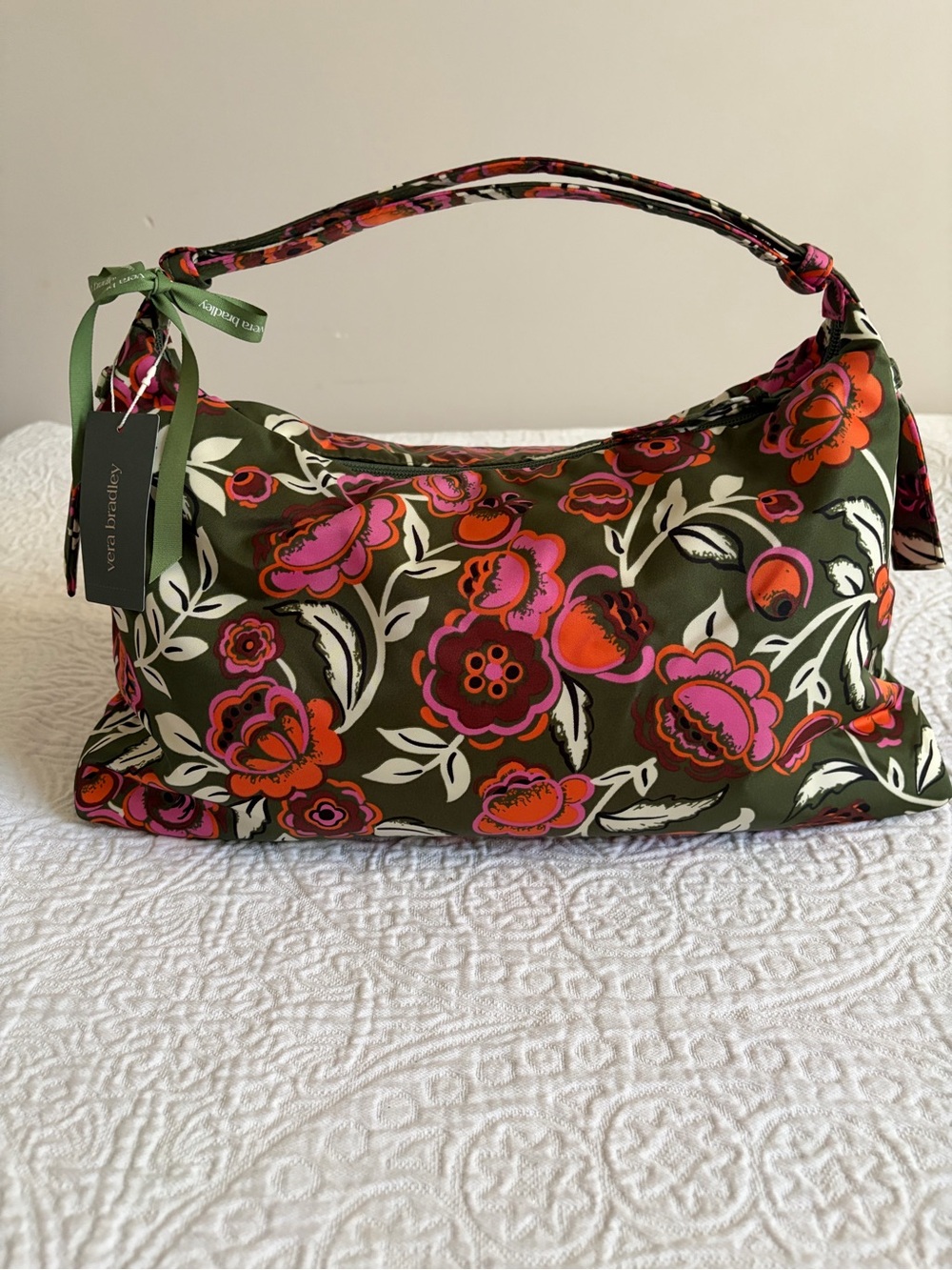 NWT Vera Bradley Marcelle Shoulder Bag Bubbly Flowers Green